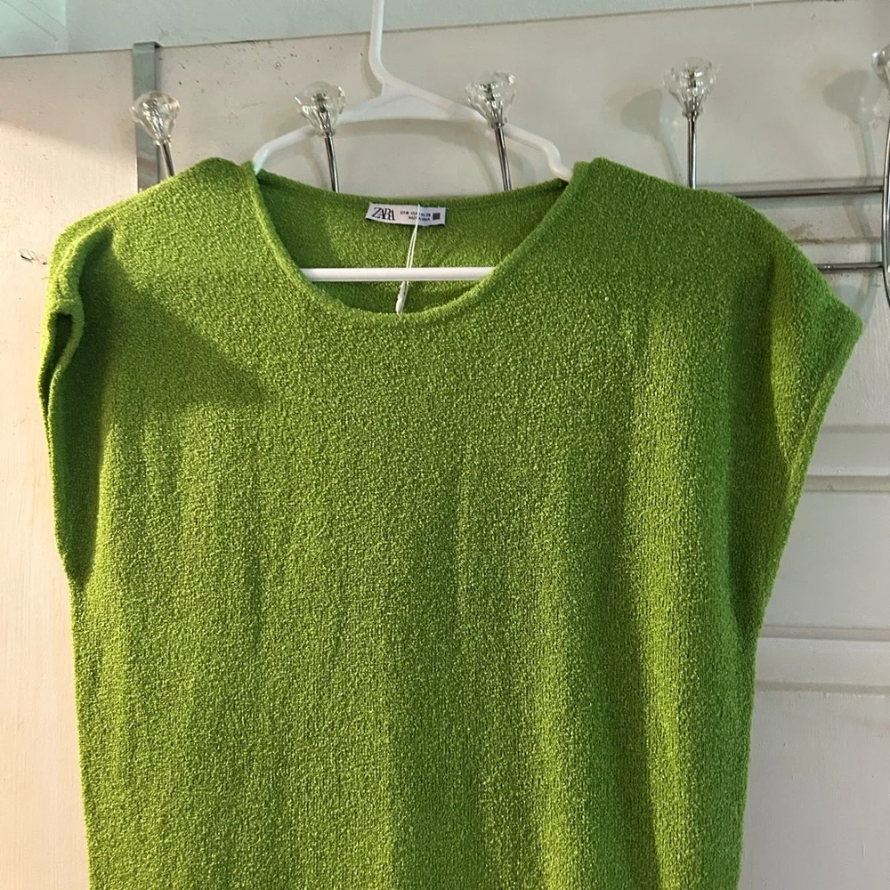 Zara Bright Lime Green Sleeveless Maxi Dress - Picture 2 of 3